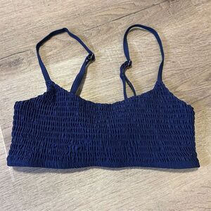 Mosmann Australia Women's Smocked Bralette Bikini Top Navy Blue Size M